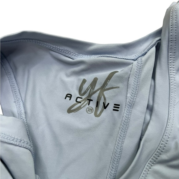 Yes Fit YF Active Light Blue Running Gym Workout Tank Shirt Open Back Small - Picture 2 of 7